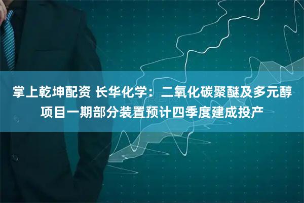 掌上乾坤配资 长华化学：二氧化碳聚醚及多元醇项目一期部分装置预计四季度建成投产