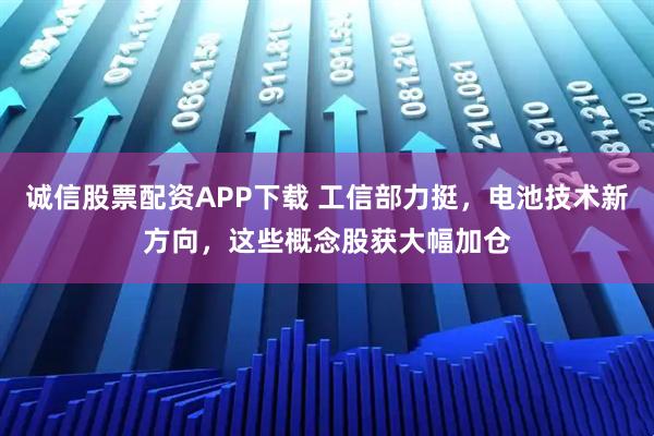 诚信股票配资APP下载 工信部力挺，电池技术新方向，这些概念股获大幅加仓