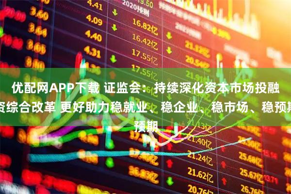 优配网APP下载 证监会：持续深化资本市场投融资综合改革 更好助力稳就业、稳企业、稳市场、稳预期