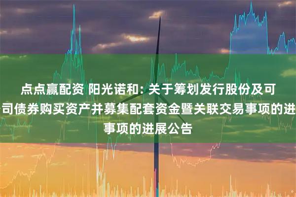 点点赢配资 阳光诺和: 关于筹划发行股份及可转换公司债券购买资产并募集配套资金暨关联交易事项的进展公告